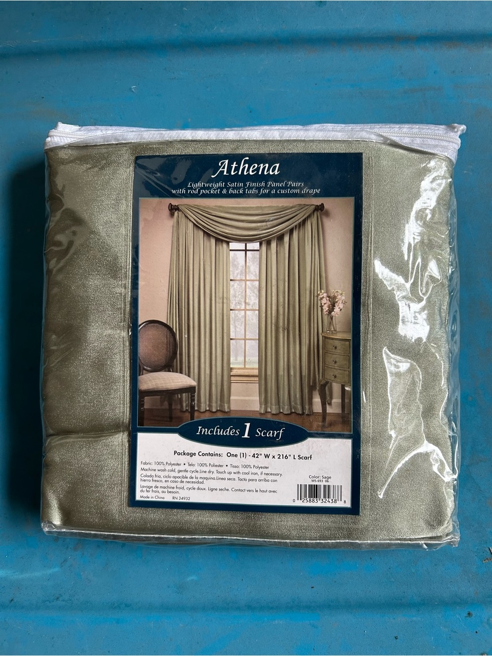 Athena Sage Green Drapery Scarf